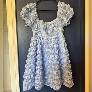 Altar'd State Light Blue Rosette Mini Dress